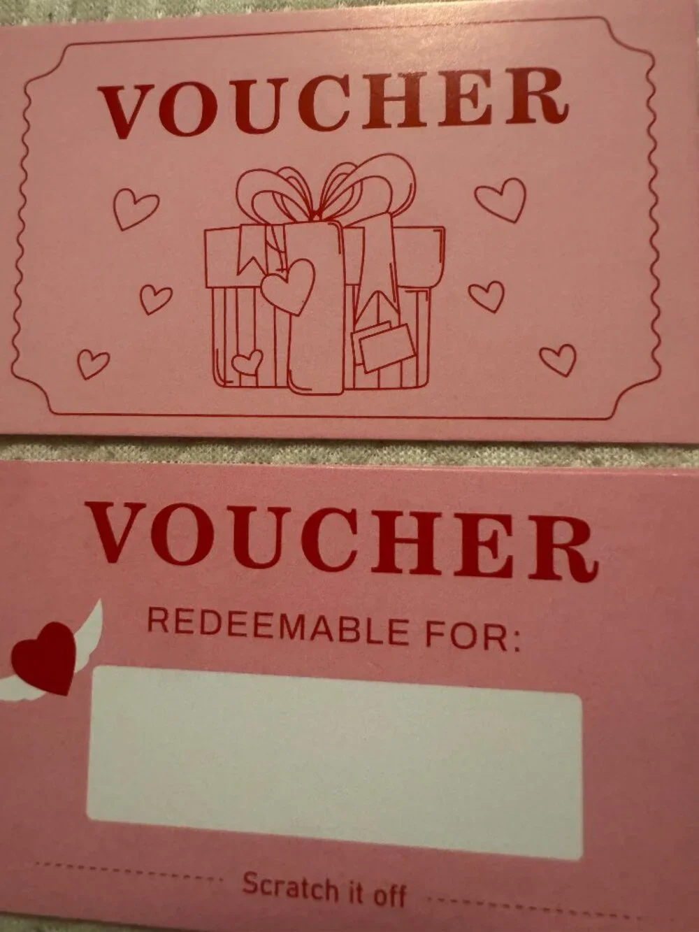★ 50 Valentine Scratch Off Voucher Cards Prize Reveal Party Favors